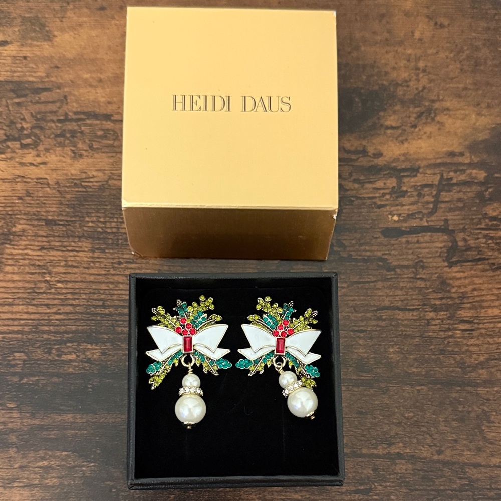 Heidi Daus Colorful Bow Earrings with Pearls